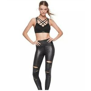 VICTORIA'S SECRET PINK HIGH WAIST ULTIMATE FOIL SLASHED LEGGING size L